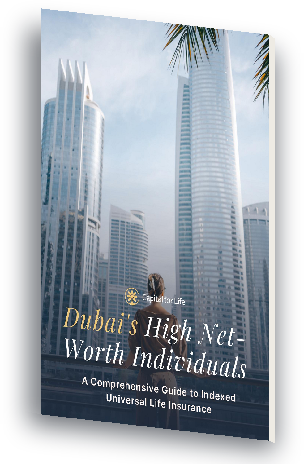 IUL for Dubai's High Net-Worth Individuals guide cover shown as a printed book mockup